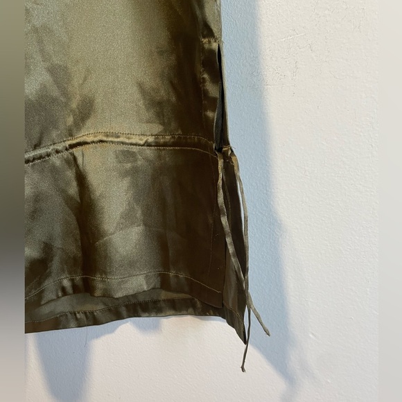 La Senza Olive Green Cargo Style Silky  Wide Leg Pants w Adjustable Leg Openings - Picture 5 of 12